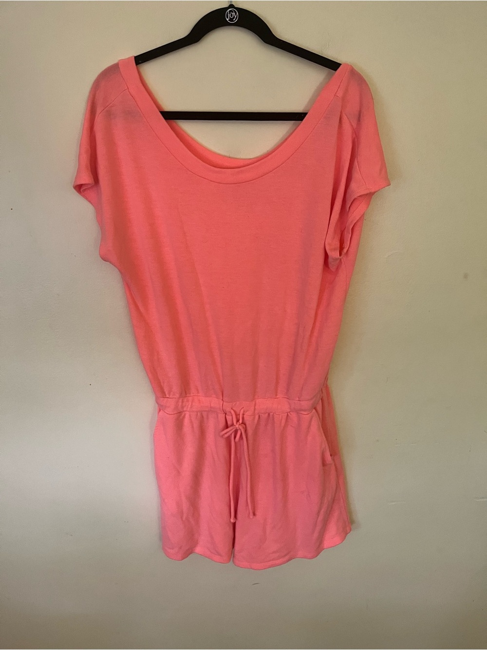 Cherish Women's Coral Drawstring Tunic Romper Size Large